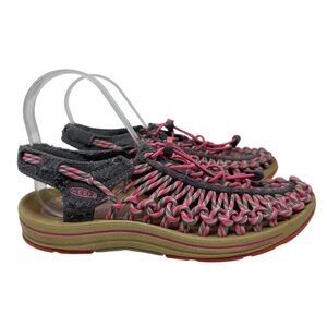 Keen Womens Uneek Sandals Pink & Gray Braided Slip On Sandals Size 7.5